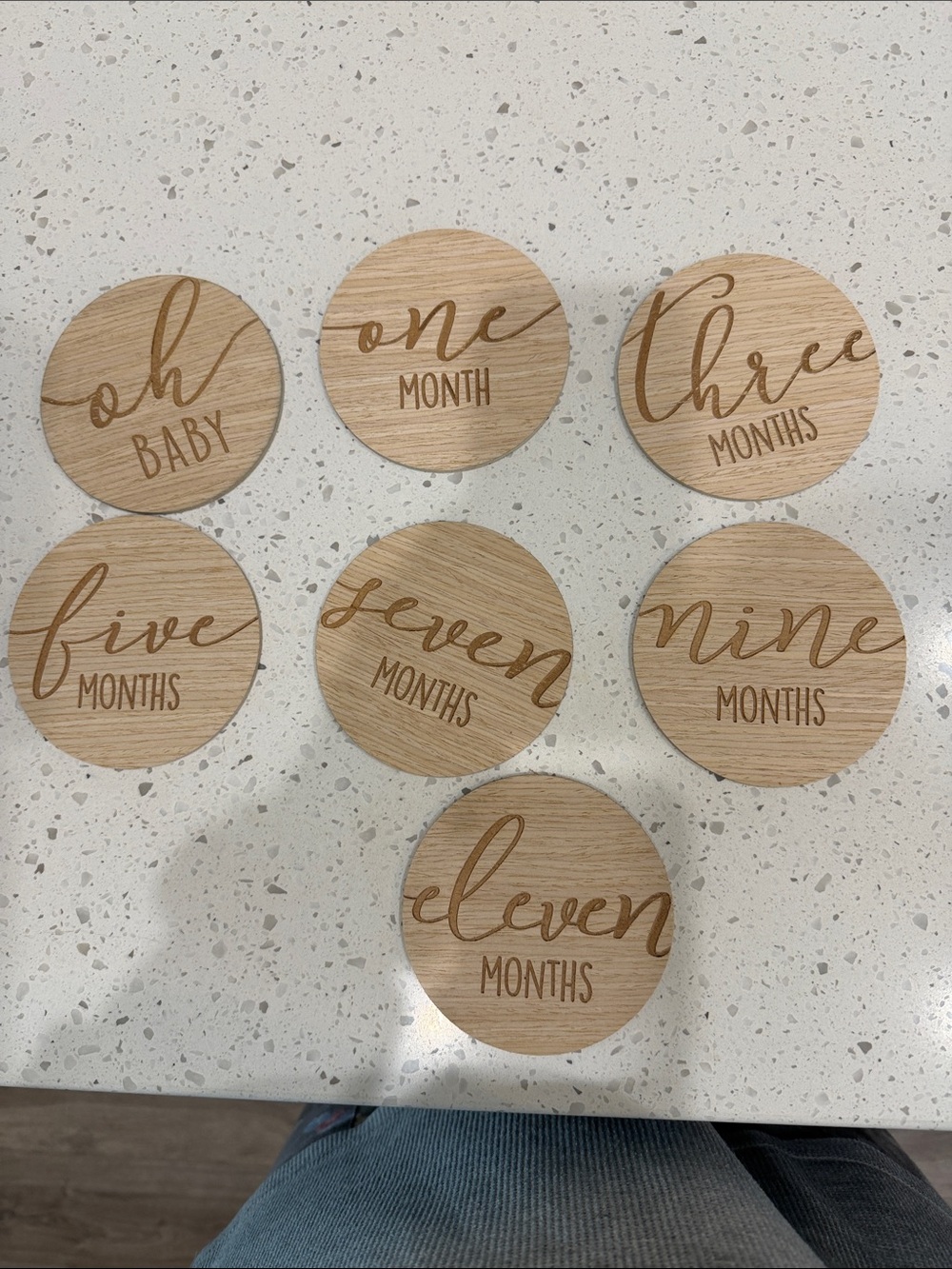 Wooden Baby Monthly Milestone Discs - Natural Oak
